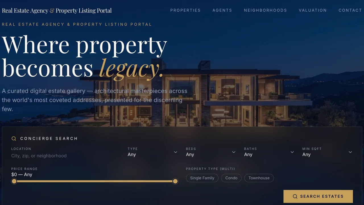 Real Estate Agency & Property Listing Portal template preview