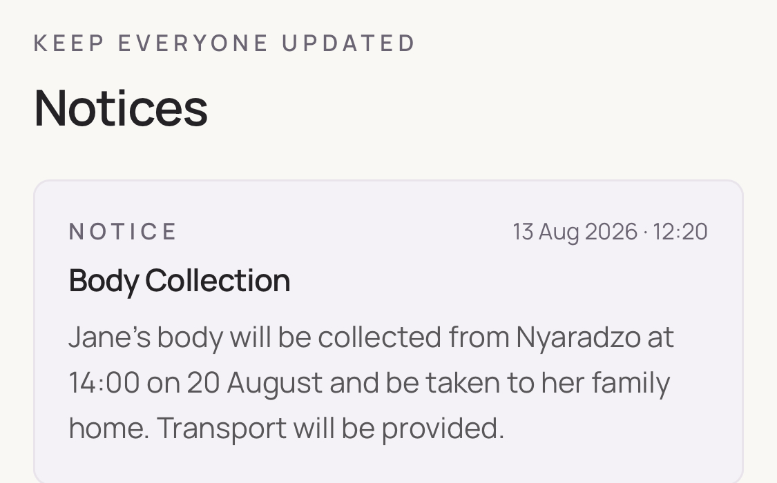 In Tribute — latest notice