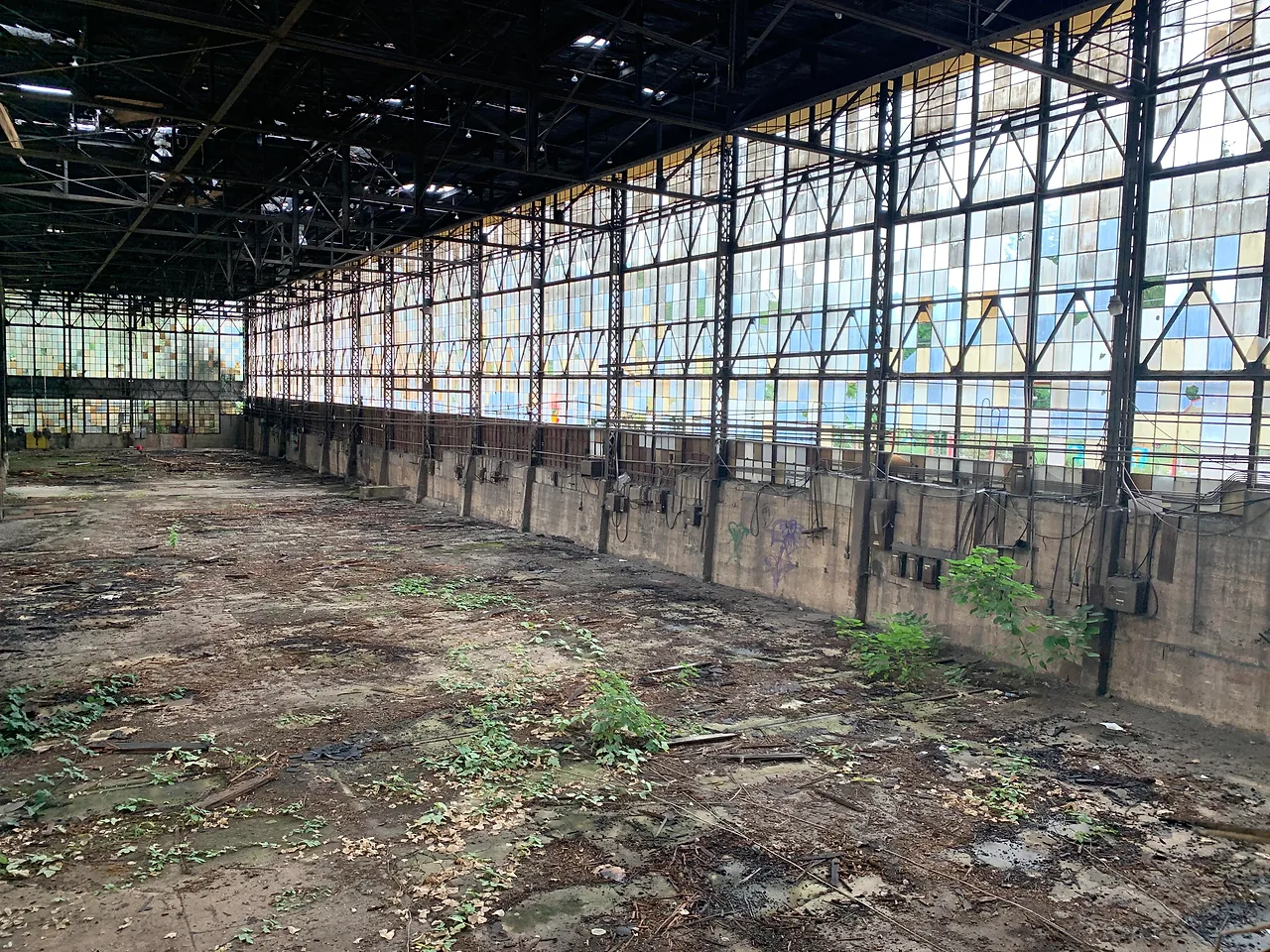 The cavernous interior of the former Caldwell Tanks facility, a working industrial site for generations, now being reimagined as 57 East