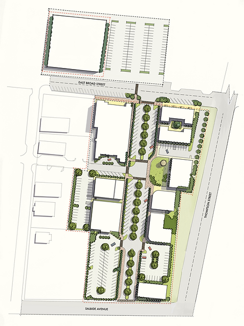 Professional site plan for 57 East, showing confirmed development phases