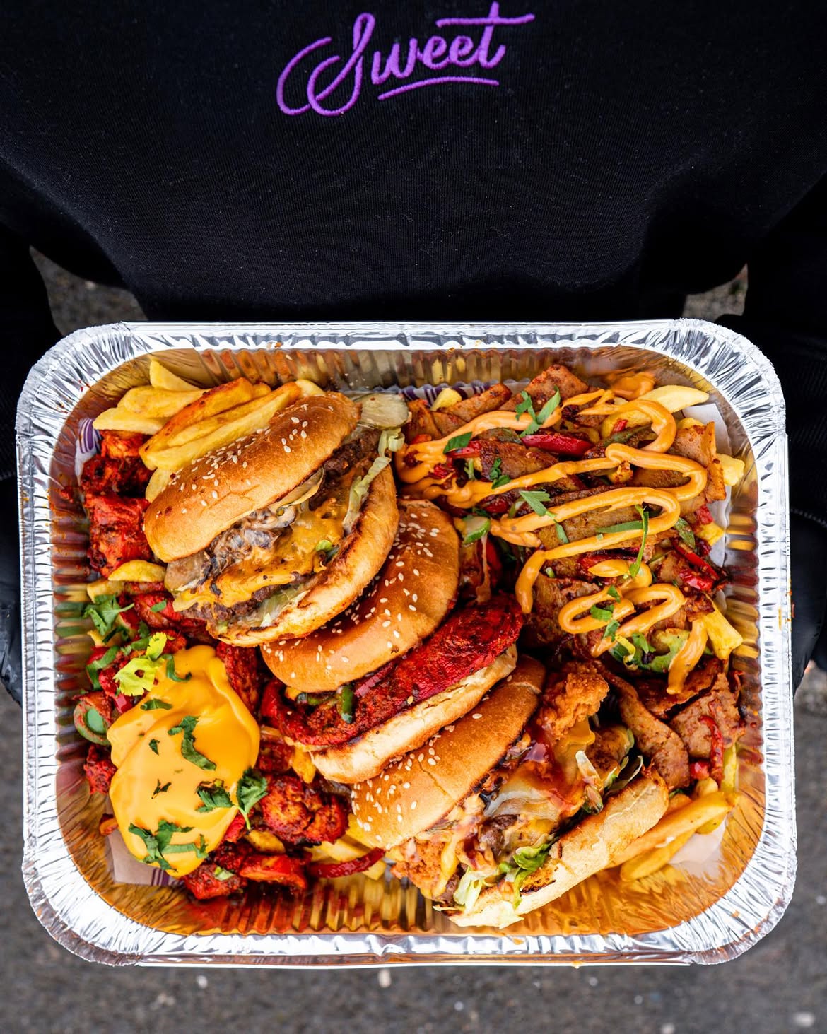 Best loaded platter in Manchester with burgers, chicken and doner meat