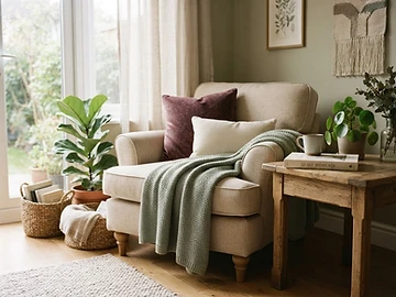 Neatly folded linen towels, representing light domestic help