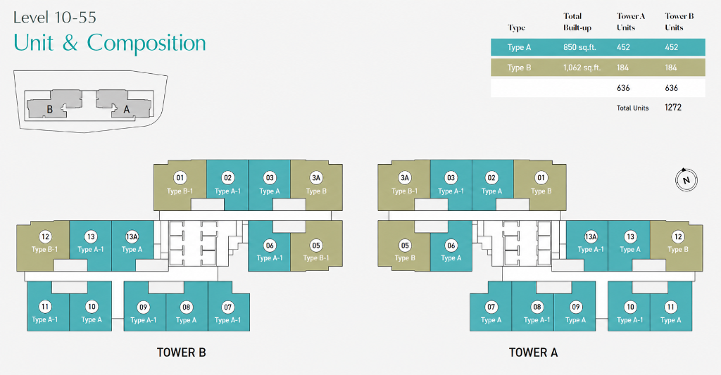 Level 10-55 Unit & Composition Floor Plan