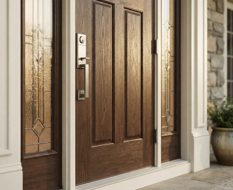 Modern entry door close-up