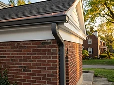 Seamless aluminum gutter and downspout detail