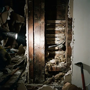 Documented hidden condition found behind a wall during renovation