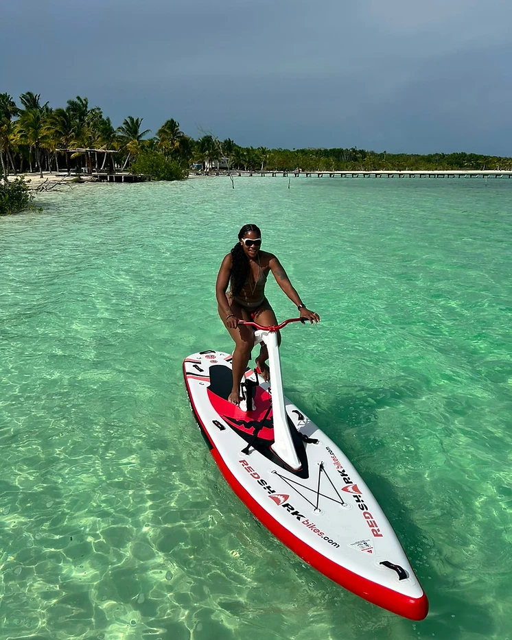 Rider on a Red Shark water bike