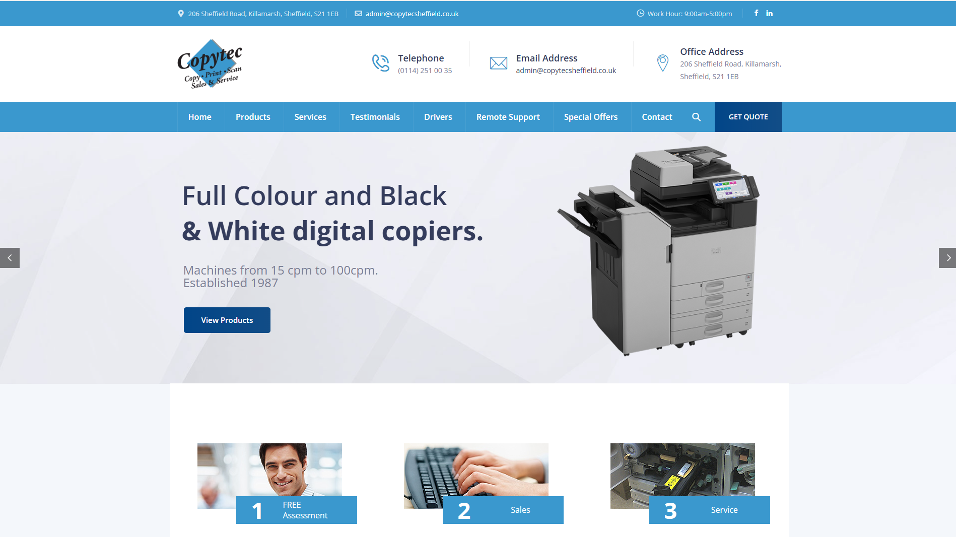 Copytec Sheffield website designed by Klik Digital