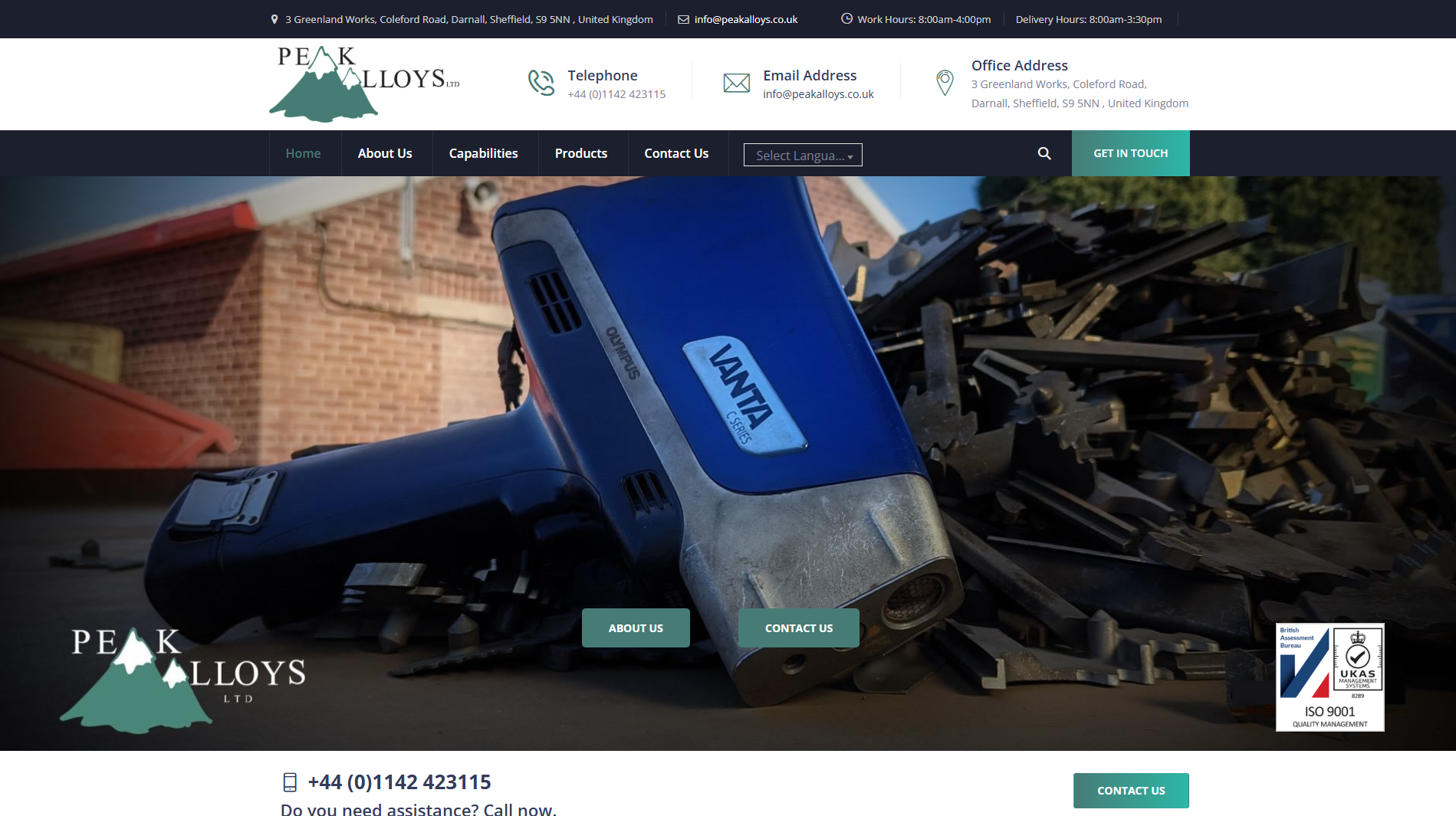 Peak Alloys website designed by Klik Digital