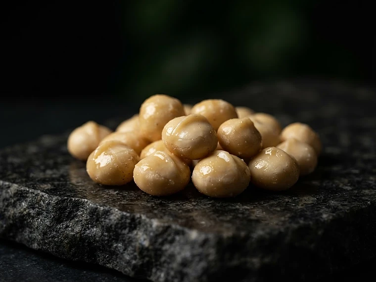 Premium macadamia kernels close-up