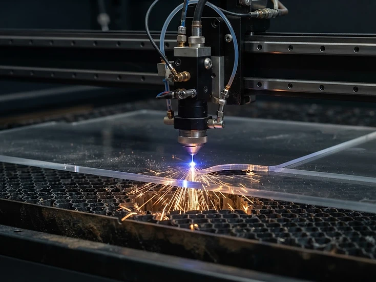 GT Laser CO2 laser cutting acrylic in-house