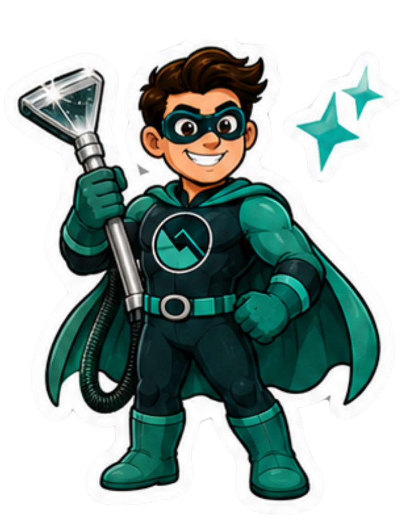Carpet Hero standing with the carpet-cleaning wand