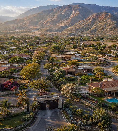 Vista aérea del residencial y el valle