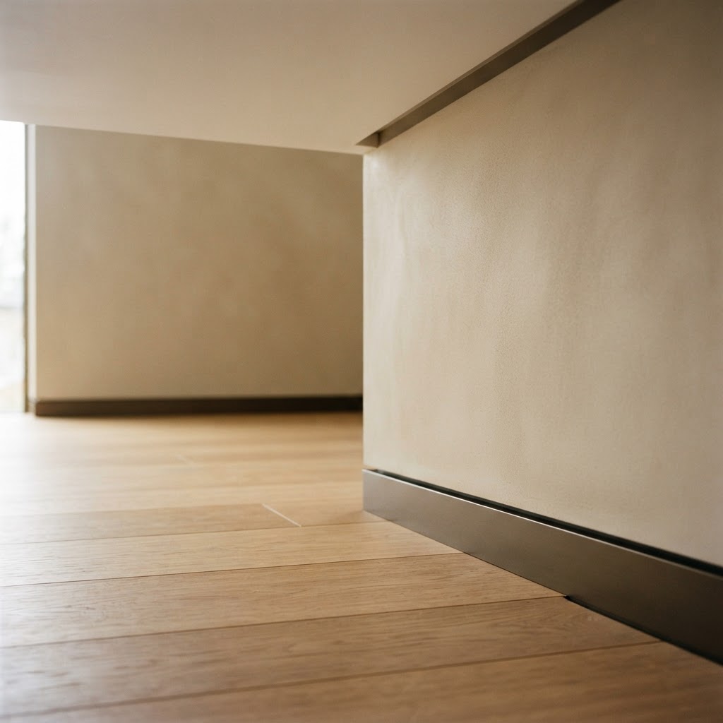 Präzises Detail am Übergang von Boden, Wand und Decke