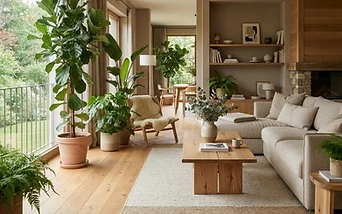 Boden und Pflanzen: Biophiles Interior Design mit natürlicher Materialwirkung