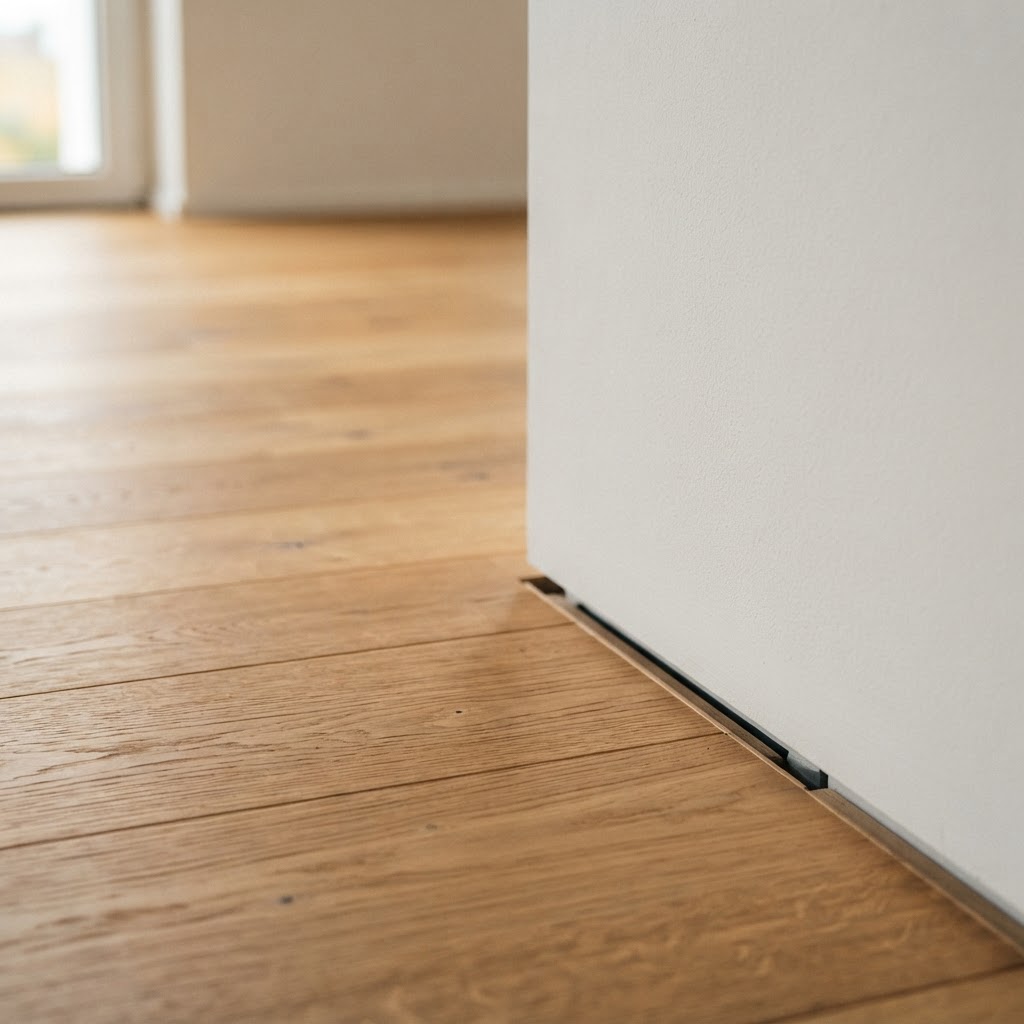 Präzise ausgebildete Fugen und Wandanschlüsse bei einem Holzboden