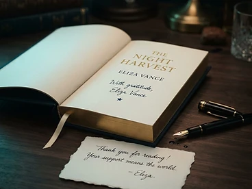 Signed book with thank you note