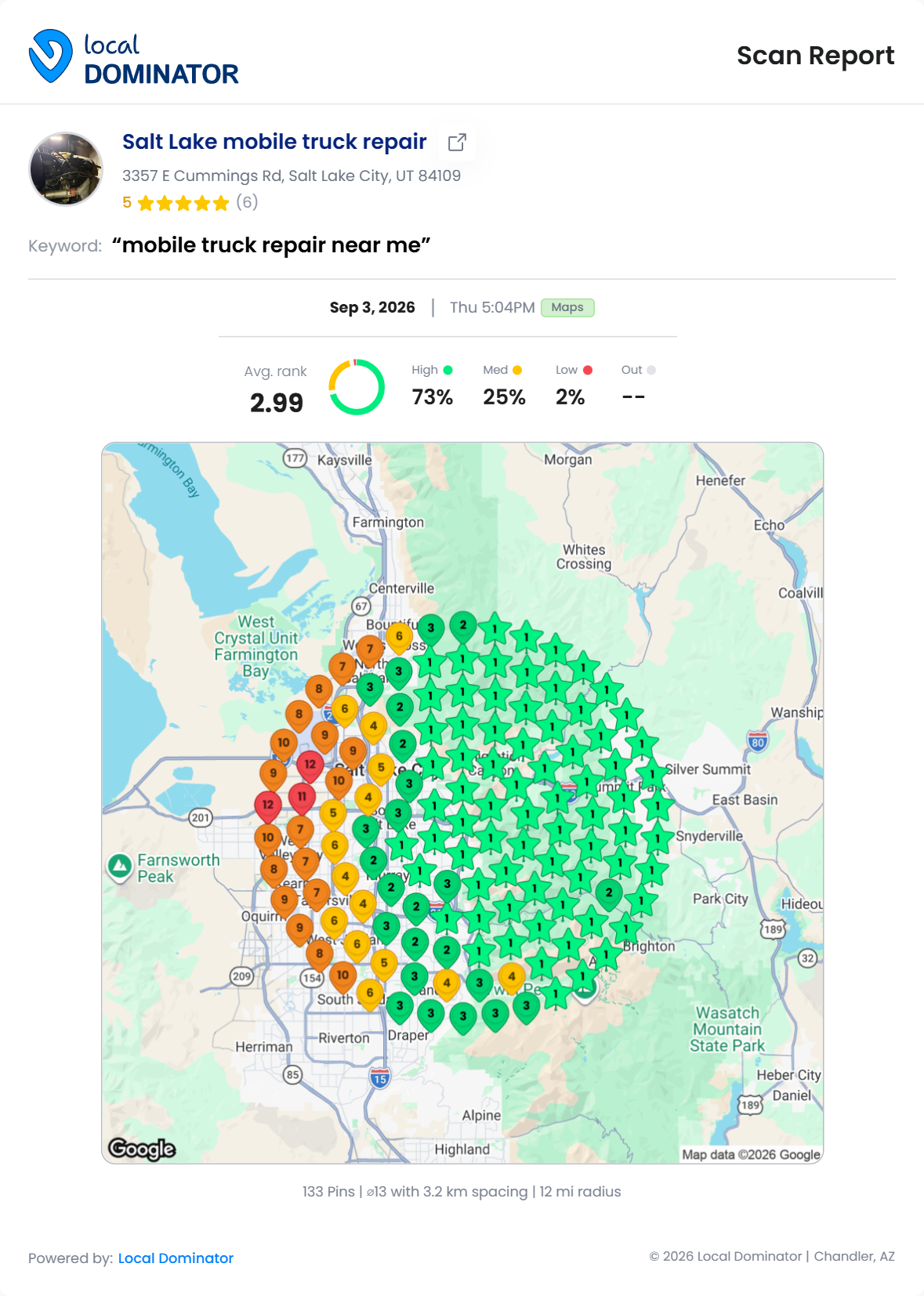 Salt Lake mobile truck repair — mobile truck repair near me heatmap
