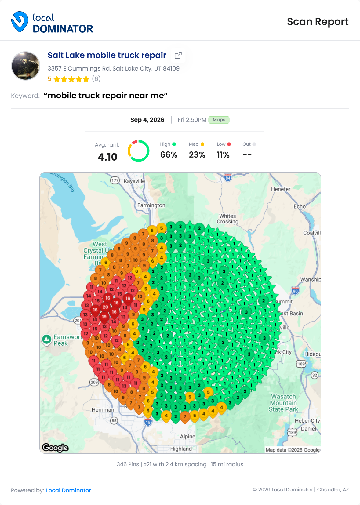 Salt Lake mobile truck repair — mobile truck repair near me heatmap