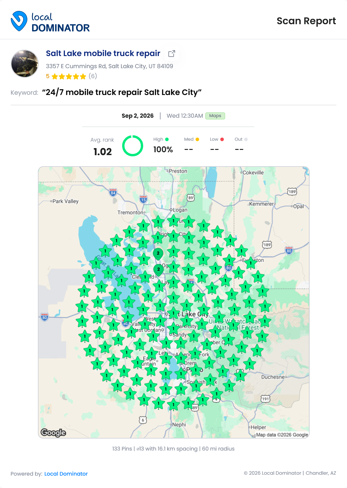 Salt Lake mobile truck repair — 24/7 mobile truck repair Salt Lake City heatmap