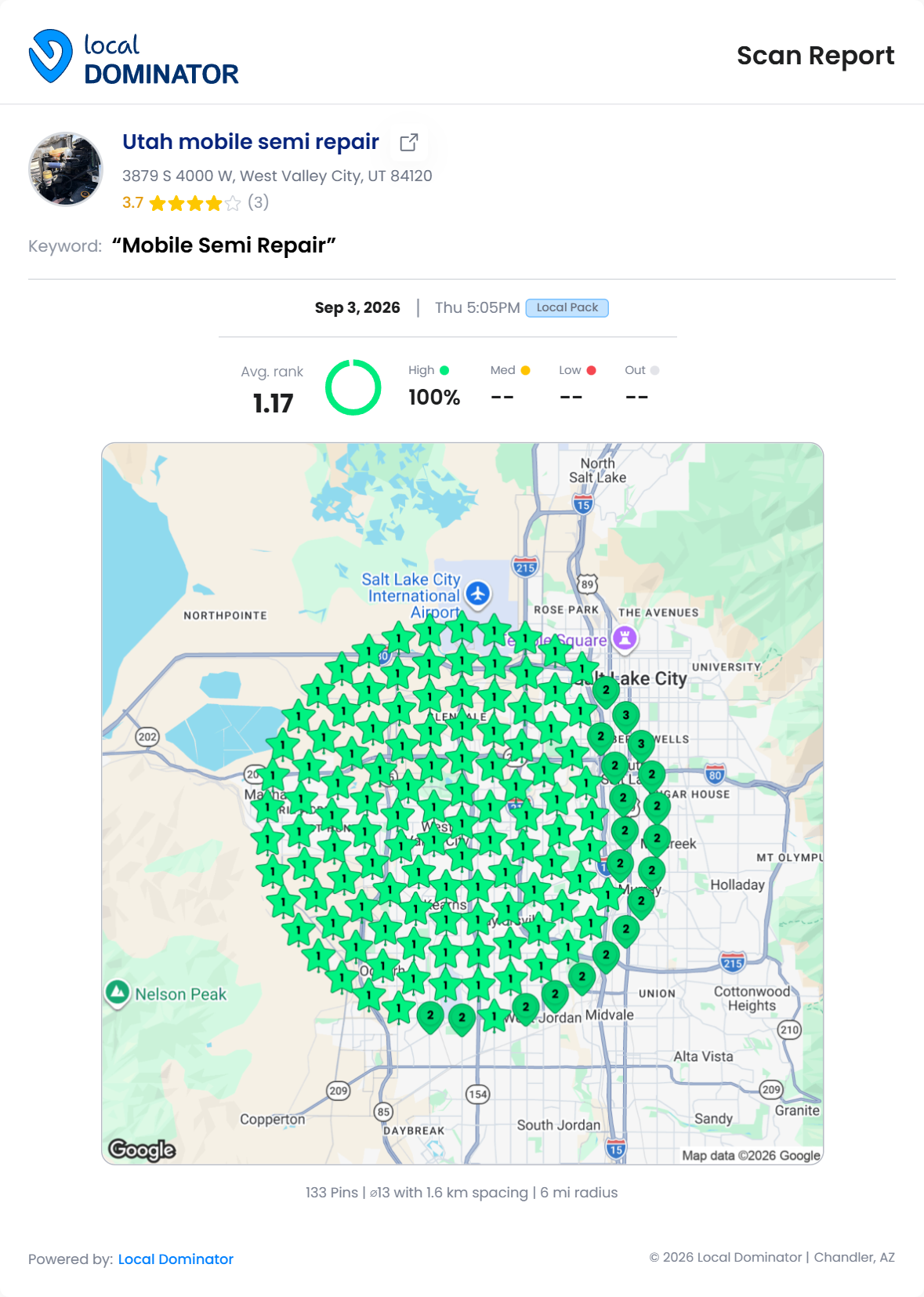 Utah mobile semi repair — Mobile Semi Repair heatmap