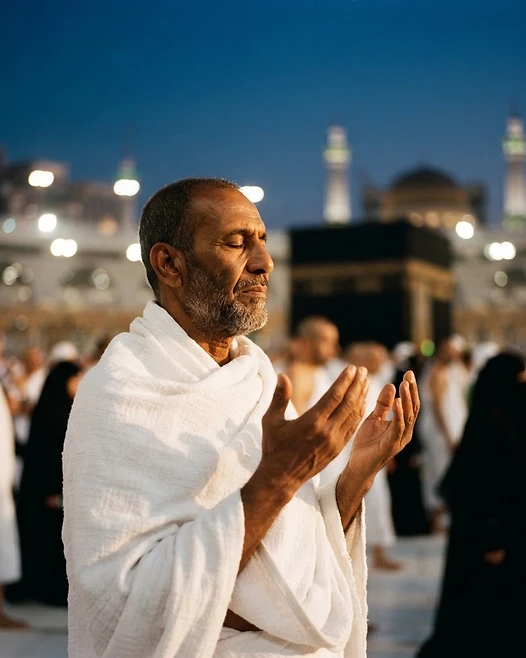 A pilgrim in prayer