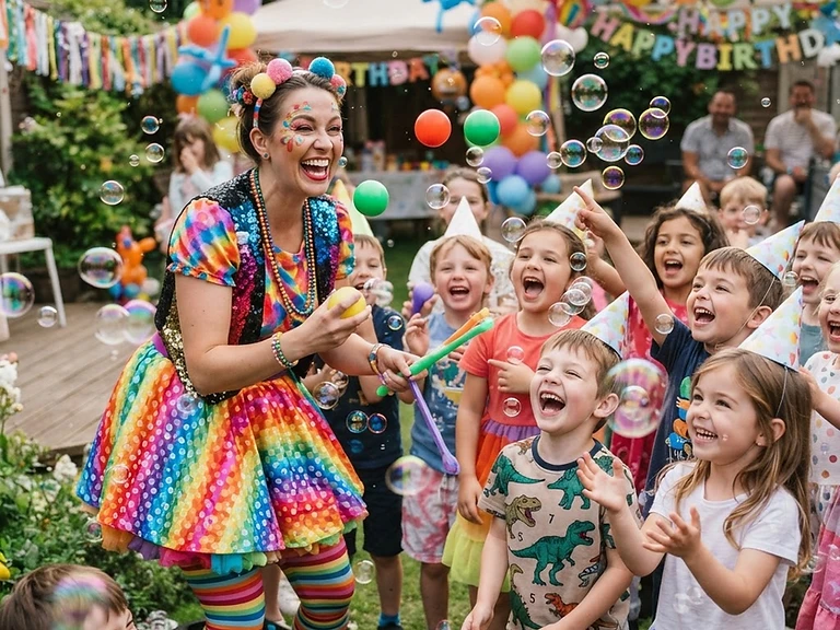 Children's entertainer performing at a party