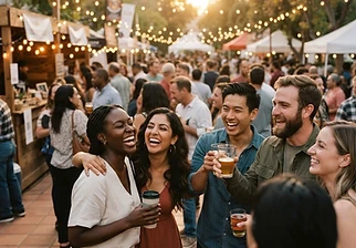 Diverse community celebrating together