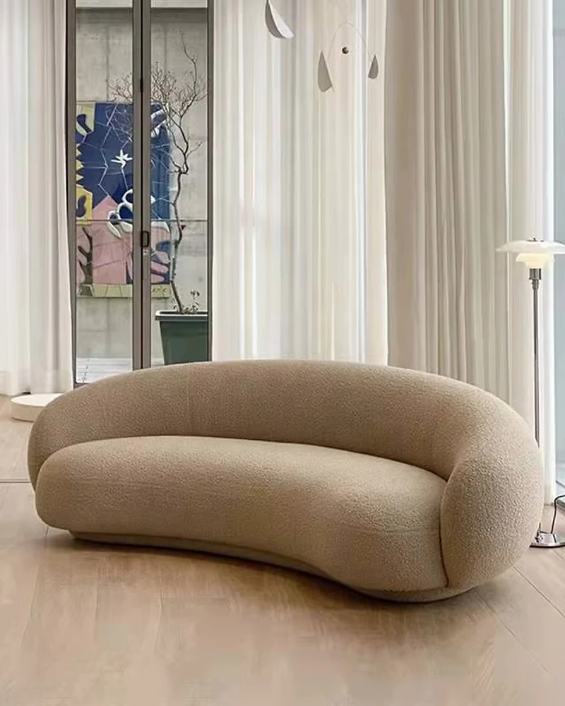 Curved boucle 3-seater sofa