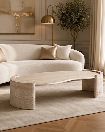 Travertine bean coffee table