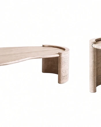 Travertine bean side table