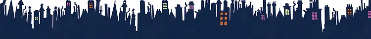 Hand-drawn London rooftops silhouette