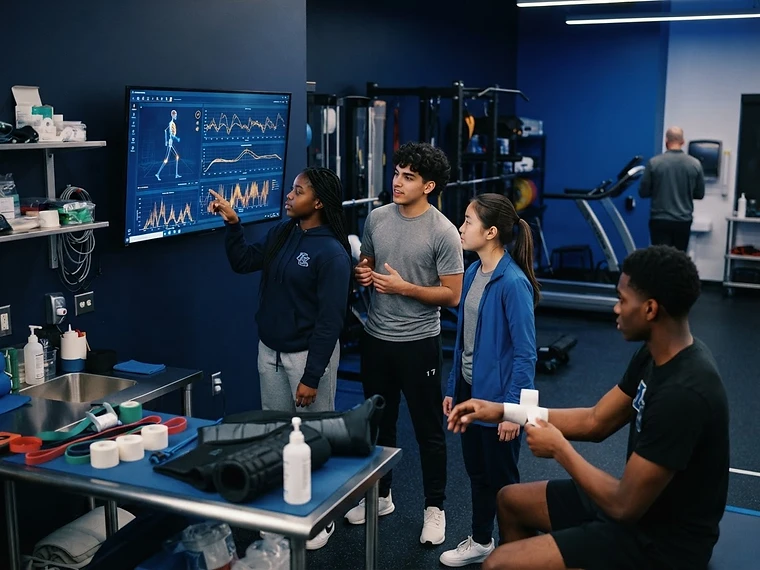 Students exploring sports medicine and human performance