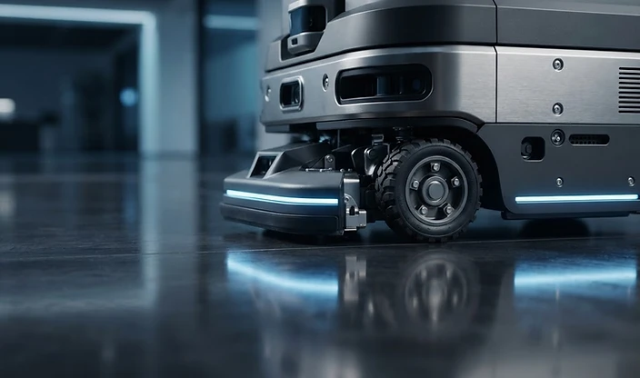 Robot autónomo de limpieza sobre piso pulido