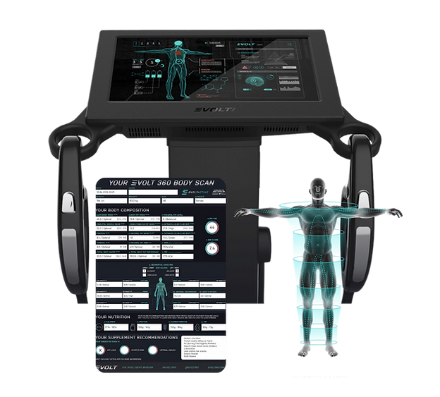 Evolt 360 body composition scanner and sample scan report