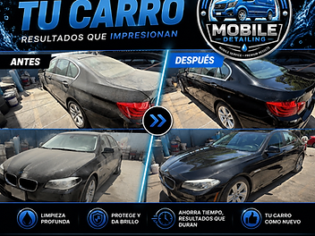 Black BMW sedan before and after a mobile detailing appointment by 213 Luis Mobile Detailing