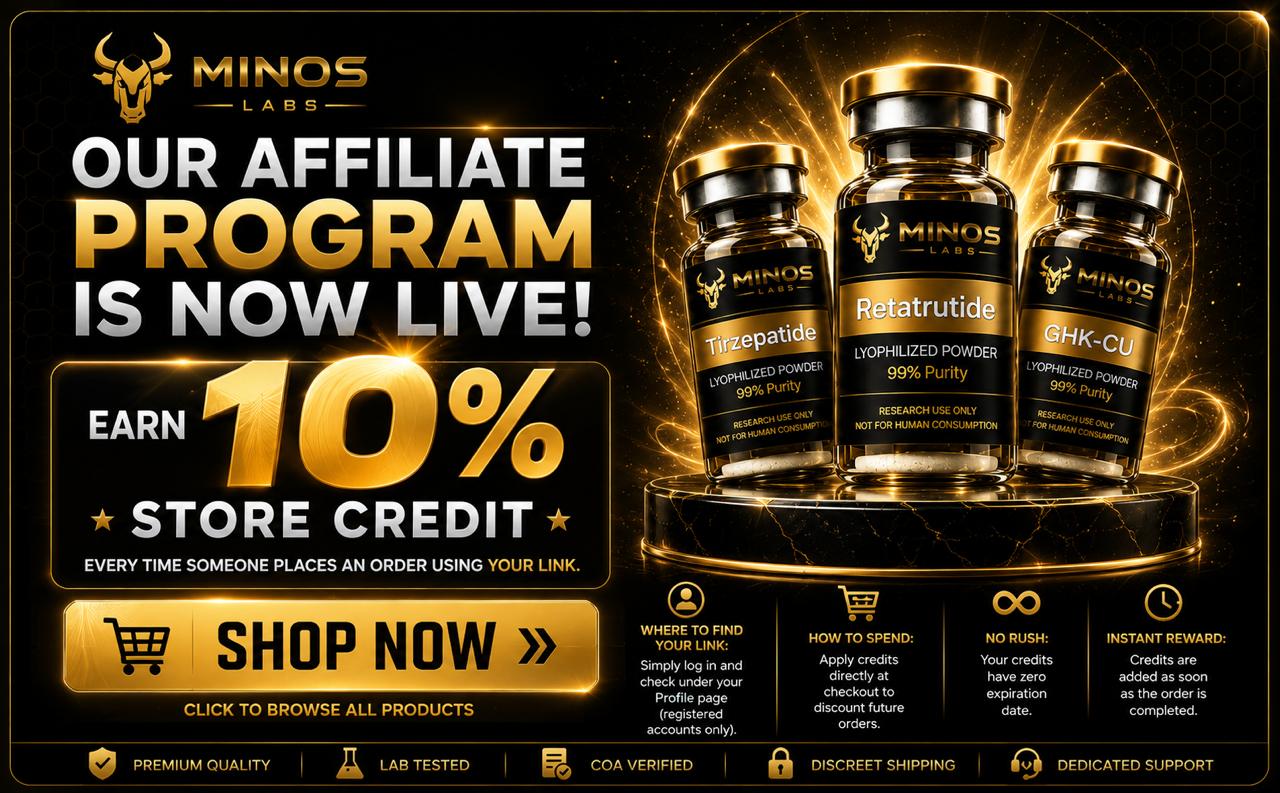 Minos Labs affiliate program is live — earn 10% store credit on every order placed through your link