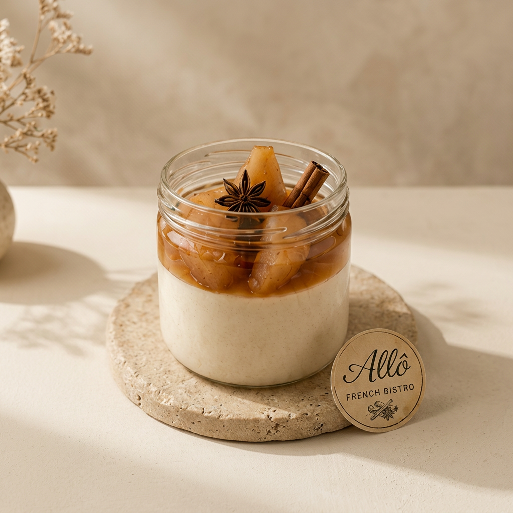 Panna Cotta with Cinnamon Poached Pear