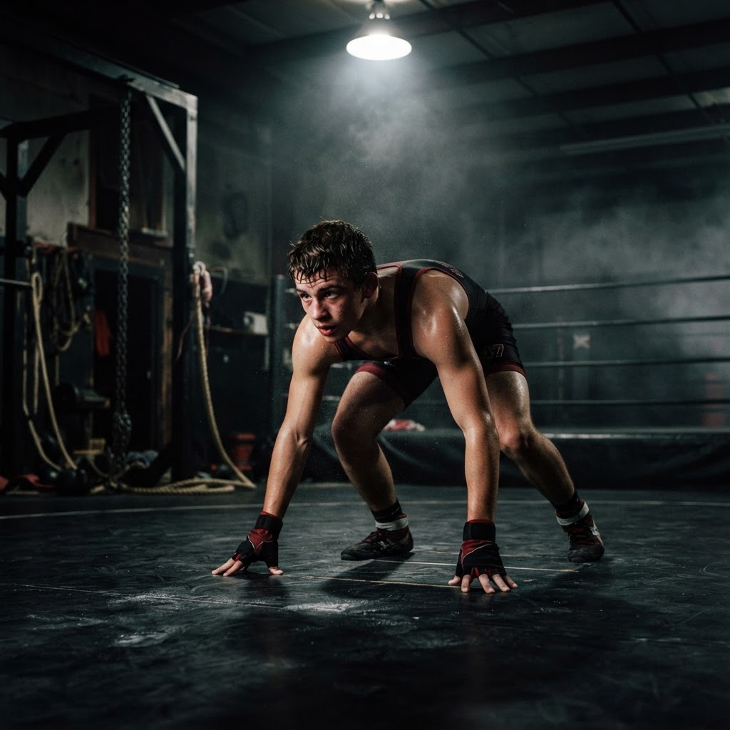 High school wrestler training