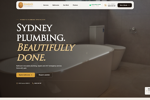 Simbas Plumbing website homepage preview