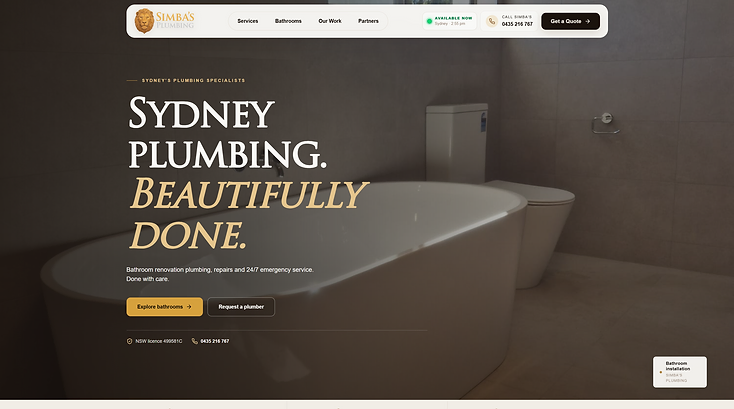 Simbas Plumbing website project by ReadyRun Digital