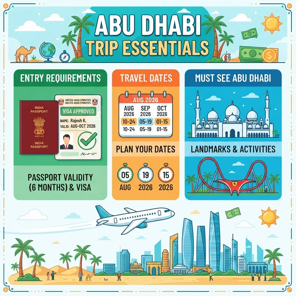 Abu Dhabi trip essentials infographic