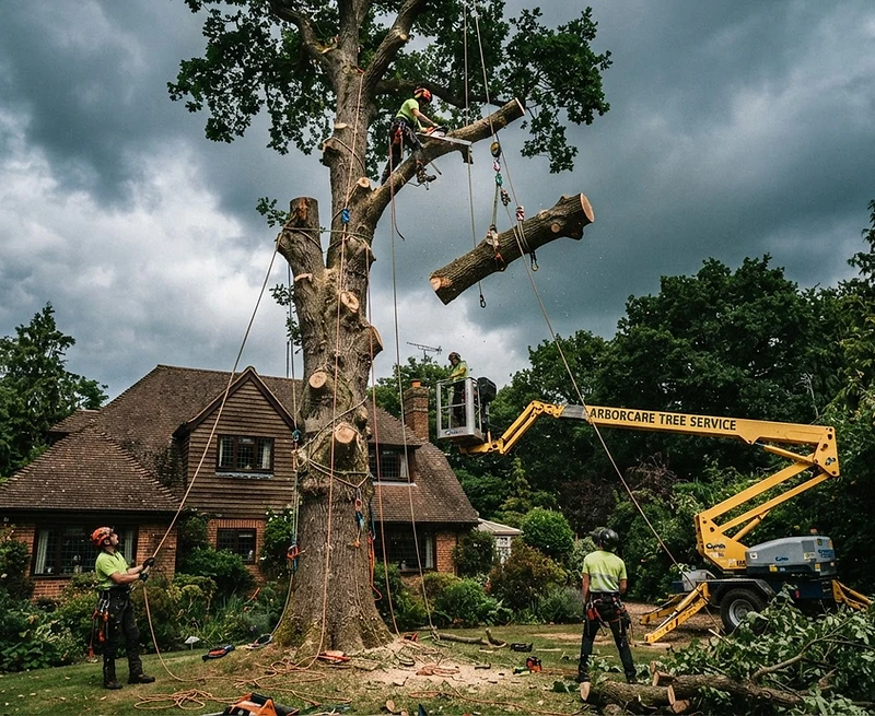 Abattage d'un arbre à Dole avec démontage progressif près d'une habitation