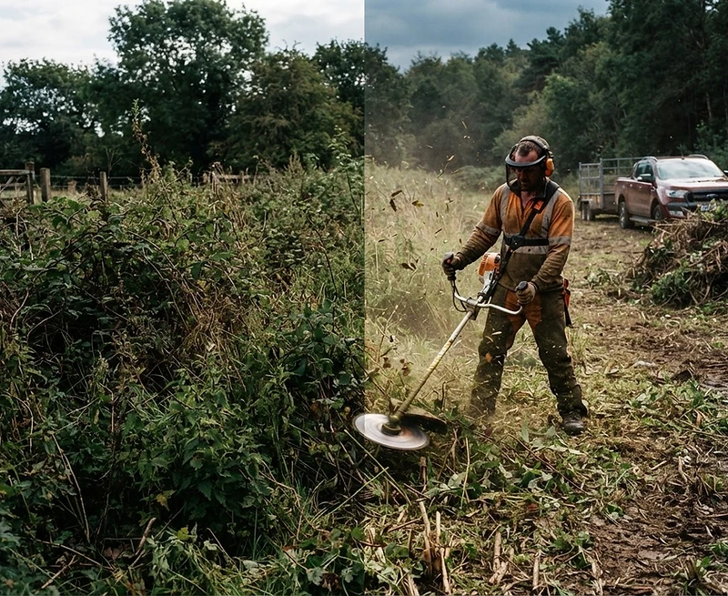 Débroussaillage d'un terrain à Dole avec remise en état de la parcelle