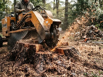 Rognage de souche à Dole avec une rogneuse pour supprimer la souche d'arbre