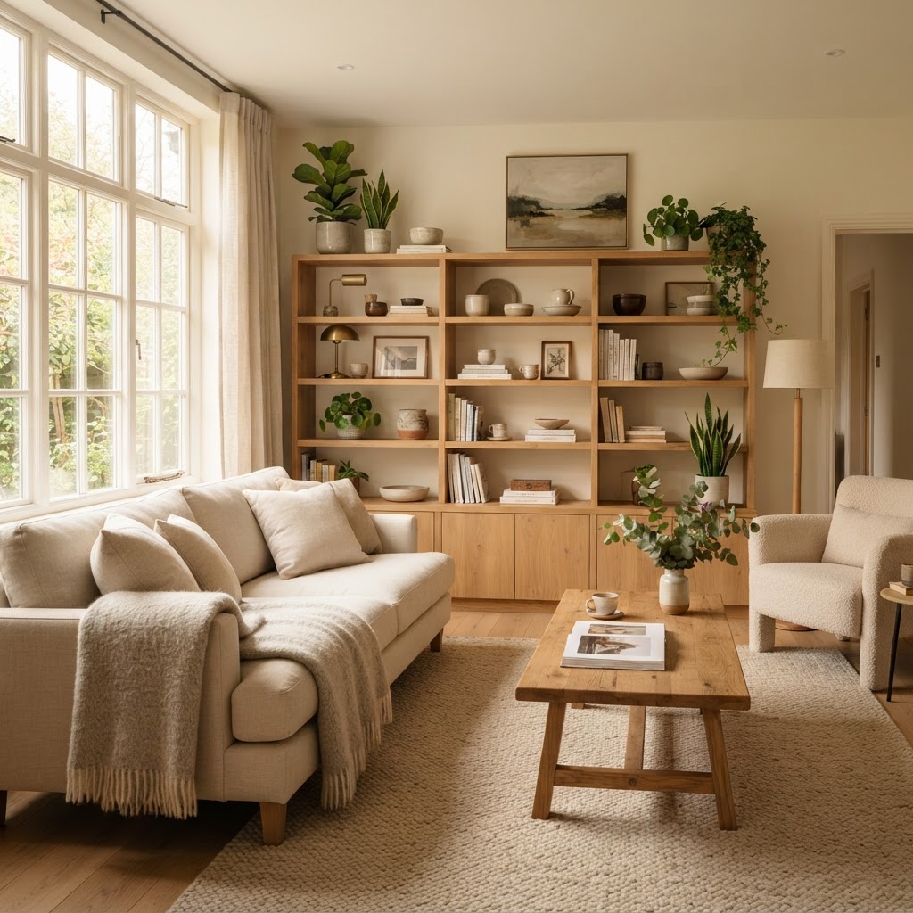 A serene, immaculate living room