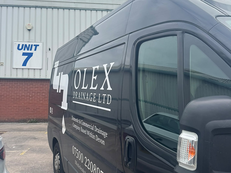 OLEX commercial drainage van at a South West property
