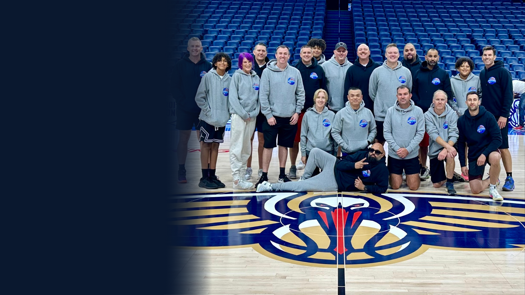 Dream Hoop Tours group on an NBA court