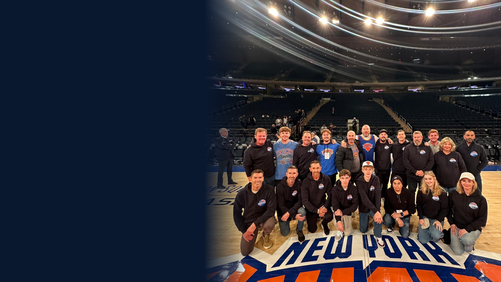 Dream Hoop Tours group at Madison Square Garden on the New York Knicks court