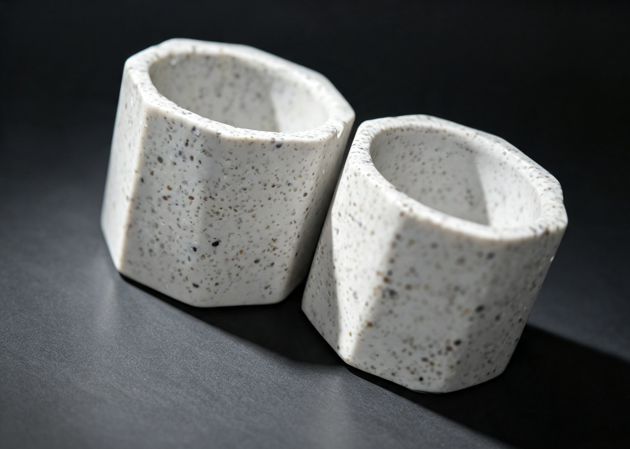 Hexagonal Terrazzo Pot Pair